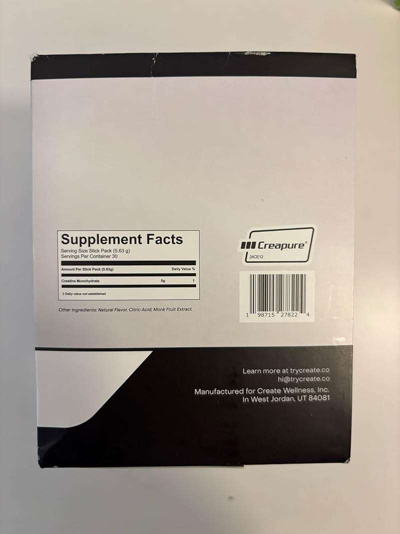 Create Creatine Monohydrate Powder - Creatine Travel Packets, Made with Creapure, 3rd Party Tested & NSF Certified for Sport, 30 Stick Packs, Unflavored - Image 2