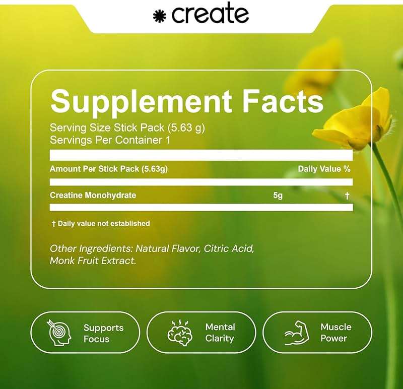 Create Creatine Monohydrate Powder - Creatine Travel Packets, Made with Creapure, 3rd Party Tested & NSF Certified for Sport, 30 Stick Packs, Unflavored - Image 5