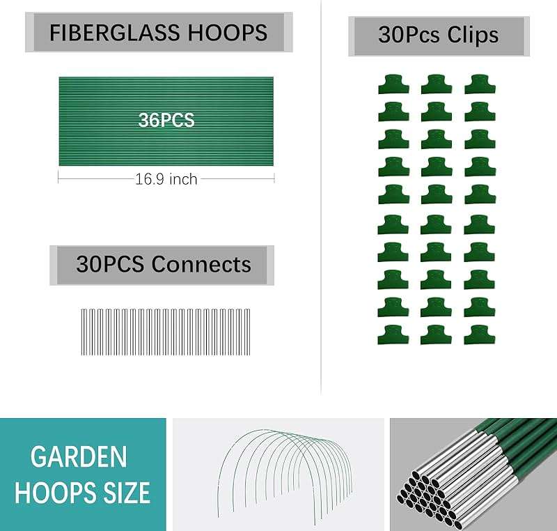 BOTINDO Garden Hoops for Raised Beds 36Pcs, 6 Sets of 8FT Long Greenhouse Hoops Grow Tunnel Rust-Free Fiberglass Support Hoops Frame for Garden Netting Fabric Shade Cloth Row Cover (36 PCS) - Image 2