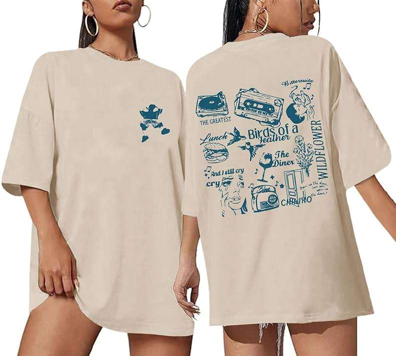 veufcyas Oversized Concert Album Shirts Rock Band Tees for Women Hip Hop Gifts for Concert Lovers Music Festival Outfits Tops - Image 1