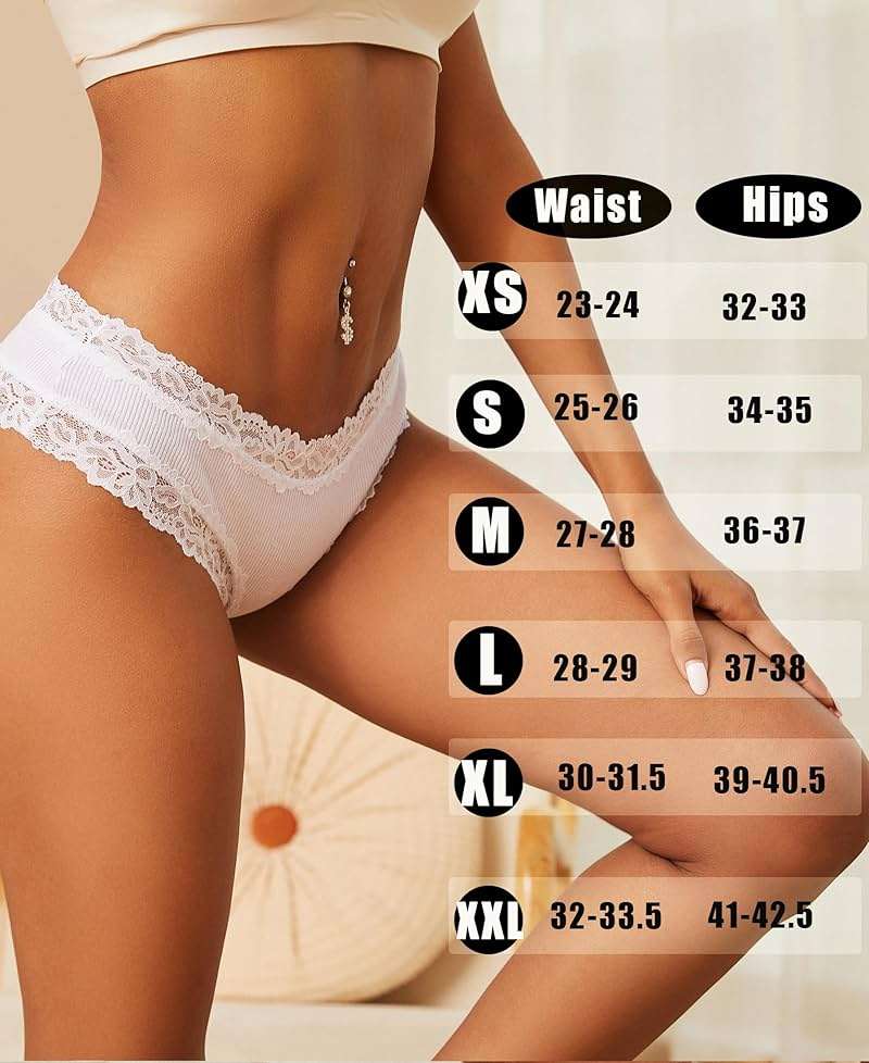 Knowyou Cotton Underwear for Women Cheeky Bikini Womens Underwear Pack Sexy Lace Wasit Hipster Brief Panties for Ladies - Image 3