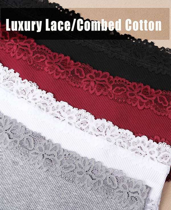 Knowyou Cotton Underwear for Women Cheeky Bikini Womens Underwear Pack Sexy Lace Wasit Hipster Brief Panties for Ladies - Image 4