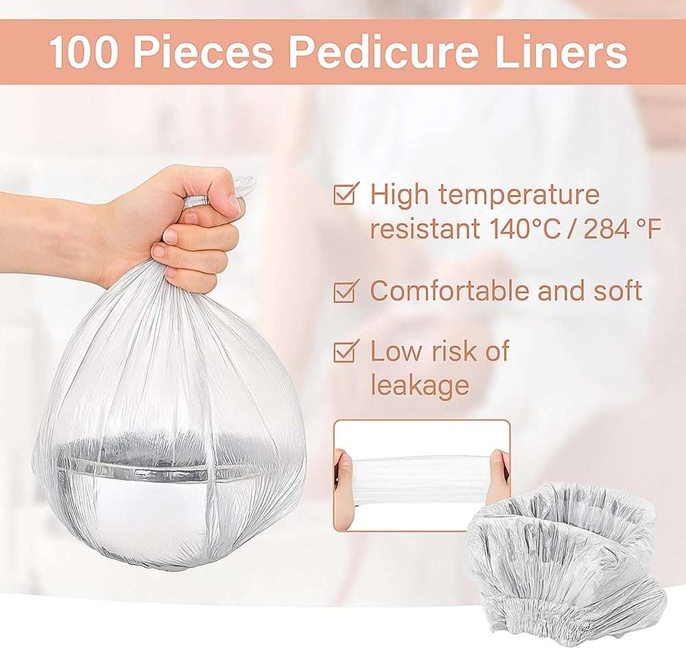 100 PCS Disposable Pedicure Spa Chair Liners – Durable Clear Elastic Foot Bath Bags for Salon Tubs and Foot Massage Treatments - Image 4
