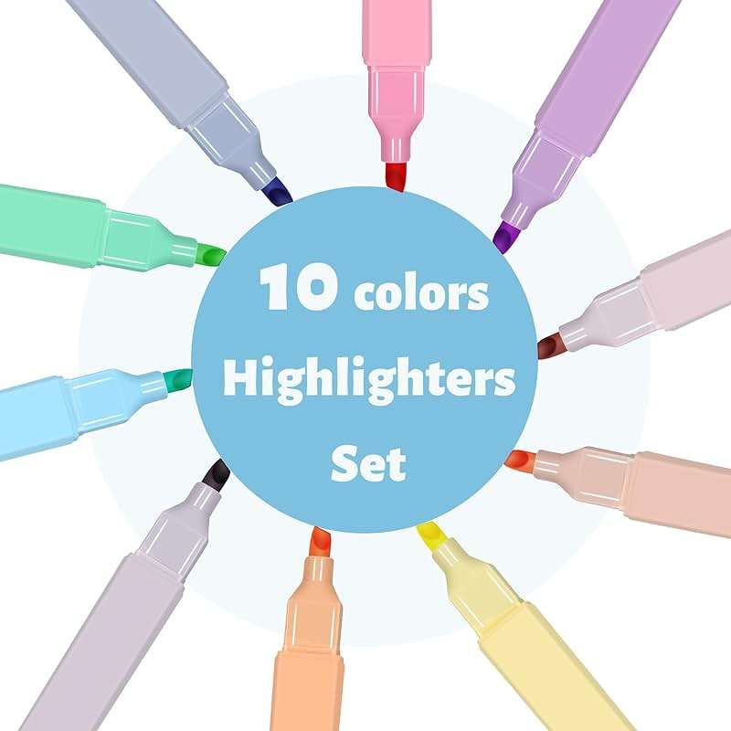 Piochoo Highlighters,10Pcs Bible Highlighters,Chisel Tip Bible Markers,Pastel Purple Highlighter for Journaling Planner Notes School Supplies, assorted colors no bleed Pens - Image 5