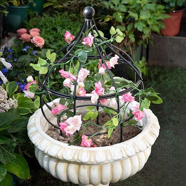 GOOOXIM Sturdy Metal Garden Obelisk Trellis for Climbing Plants - 12" x 8.1" Versatile Support for Roses, Topiaries & Houseplants - Easy to Assemble, Durable & Decorative for Indoor/Outdoor Displays - Image 5