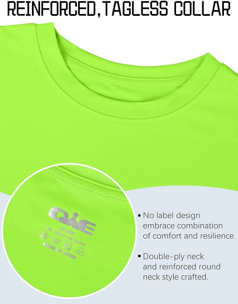 QWE 5 Pack Boys Shirts Youth Dry Fit Shirts Athletic Short Sleeve T Shirts Boys' Activewear Tops for Youth Teens 5-18 Years - Image 3