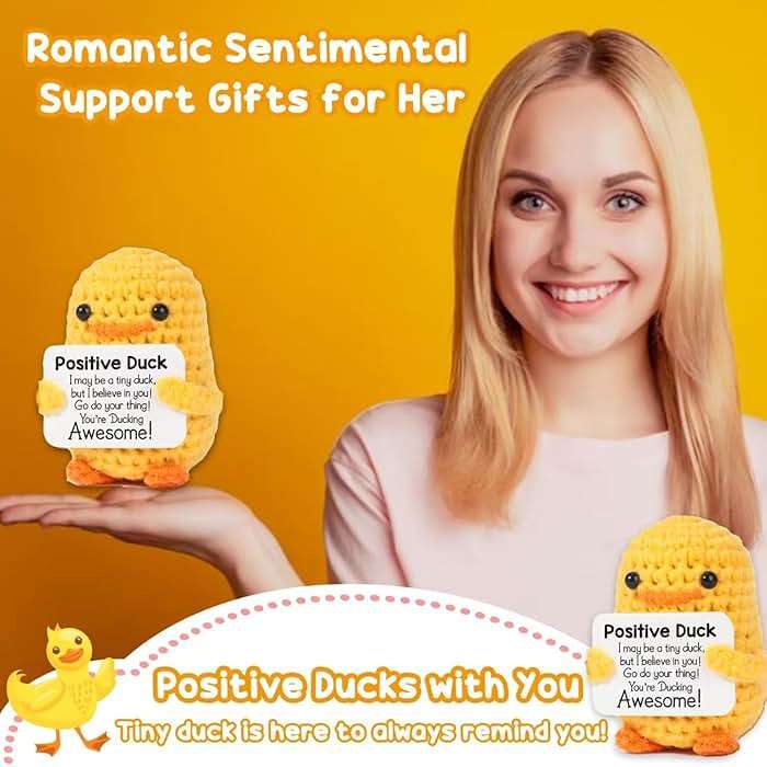 Birthday Gifts for Women Girls Teens Boys Her - Crochet Animal Emotional Cheer Support Positive Inspirational Small Funny Cute Duck Pickle Potato Gifts for Him Men Friend Coworker Birthday Graduation - Image 2