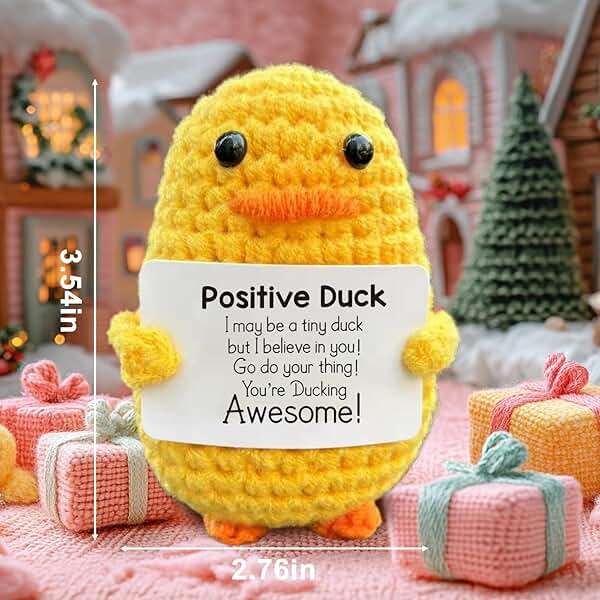 Birthday Gifts for Women Girls Teens Boys Her - Crochet Animal Emotional Cheer Support Positive Inspirational Small Funny Cute Duck Pickle Potato Gifts for Him Men Friend Coworker Birthday Graduation - Image 5