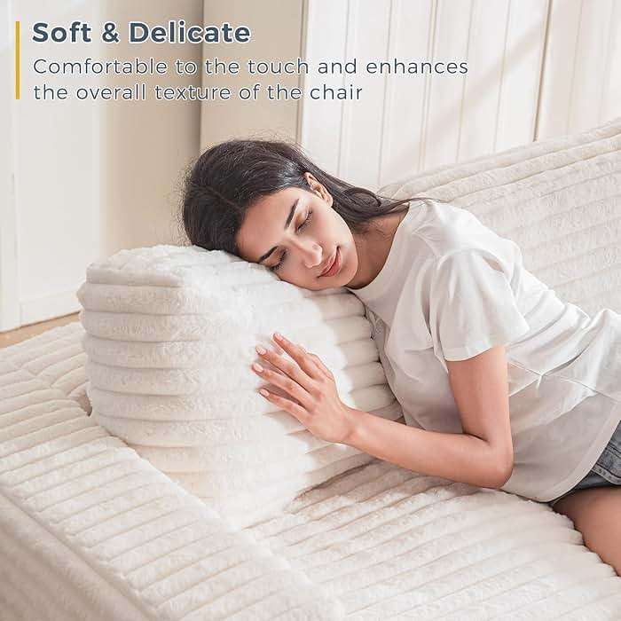 MAXYOYO Giant Bean Bag Chair for Adults, Upholstered Loveseat Floor Sofa with Pillows and Armrests, Large Bean Bag Sofa Plush Chair Couch for Bedroom Living Room, White - Image 3