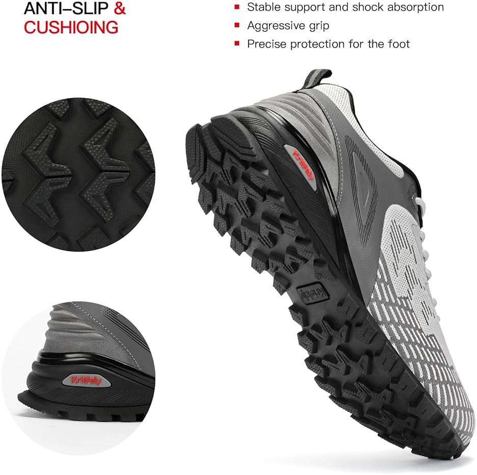 Kricely Men's Trail Running Shoes Non Slip Hiking Shoes Tennis Shoes Fashion Sneakers Workout Footwear - Image 2