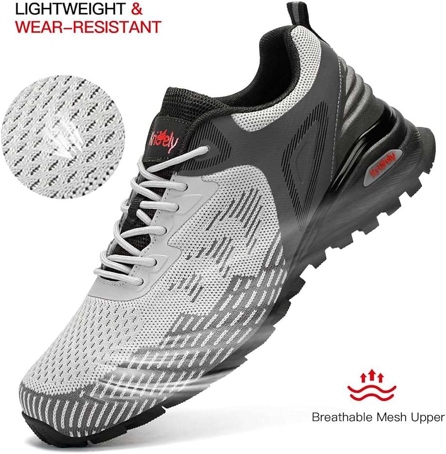 Kricely Men's Trail Running Shoes Non Slip Hiking Shoes Tennis Shoes Fashion Sneakers Workout Footwear - Image 3