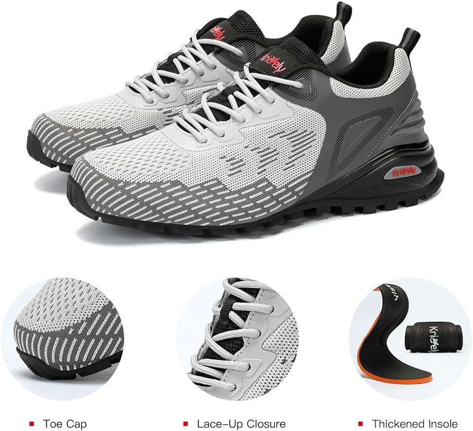 Kricely Men's Trail Running Shoes Non Slip Hiking Shoes Tennis Shoes Fashion Sneakers Workout Footwear - Image 4