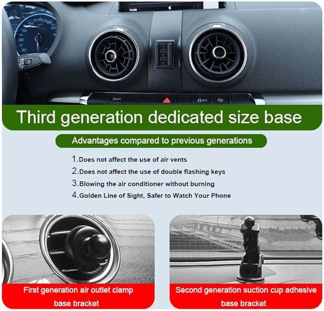 Car Phone Holder for Audi A3/S3/RS3 Auto Accessories [Only for Audi 2015-2020 A3 / S3 & 2017-2020 RS 3] [Auto Lock Hands Free Cell Phone Mount Car fits for iPhone & All Smartphones] - Image 2