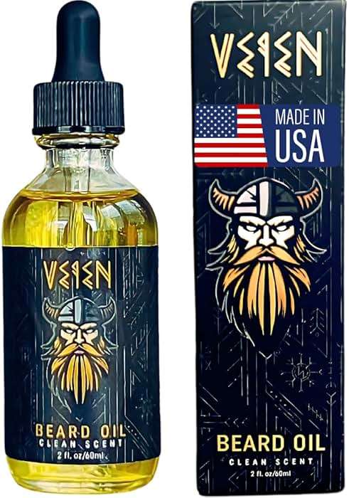 Veien Beard Oil for Men - Clean White Tea Masculine Scent - Softens & Conditions Beard, Moisturizes Dry Skin, Stops Beard Itch & Dandruff - 2oz Non-Greasy Premium Beard Grooming Oil - Image 1