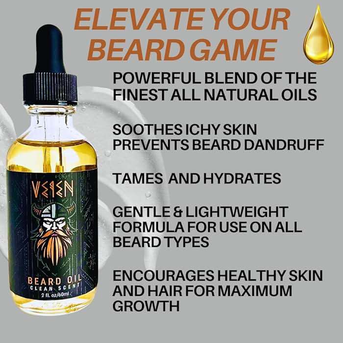 Veien Beard Oil for Men - Clean White Tea Masculine Scent - Softens & Conditions Beard, Moisturizes Dry Skin, Stops Beard Itch & Dandruff - 2oz Non-Greasy Premium Beard Grooming Oil - Image 6