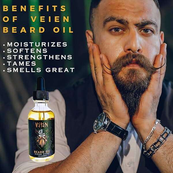 Veien Beard Oil for Men - Clean White Tea Masculine Scent - Softens & Conditions Beard, Moisturizes Dry Skin, Stops Beard Itch & Dandruff - 2oz Non-Greasy Premium Beard Grooming Oil - Image 7