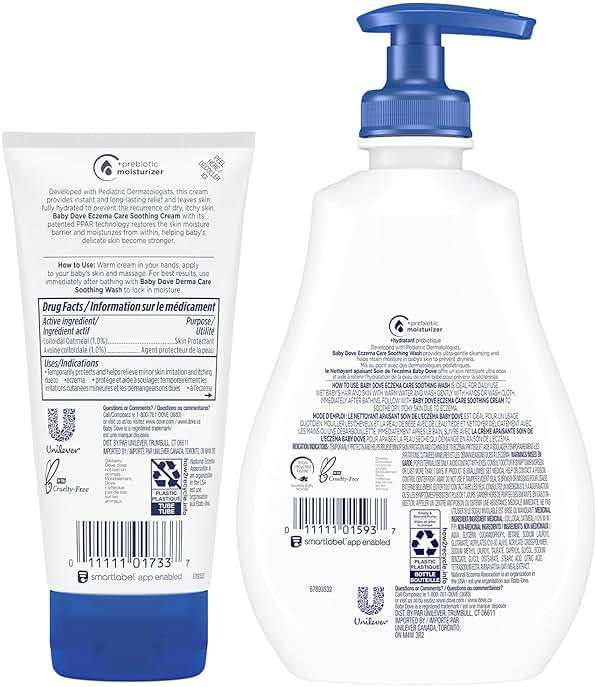 Dove Baby Skin Care Bundle – Colloidal Oatmeal Derma Care Soothing Wash and Eczema Relief Calming Cream, Fragrance Free (2 Piece Set) - Image 2