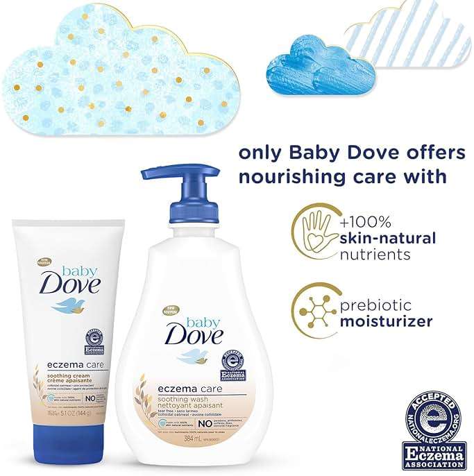 Dove Baby Skin Care Bundle – Colloidal Oatmeal Derma Care Soothing Wash and Eczema Relief Calming Cream, Fragrance Free (2 Piece Set) - Image 3