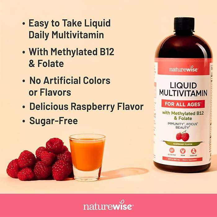 NatureWise Liquid Multivitamin for Women, Men of All Ages - Sugar Free, Vegan - Vitamins for Energy Levels, Beauty, Immune Health with Methylated B12 & Folate - Non-GMO - 30 fl oz(887 mL) - Image 3
