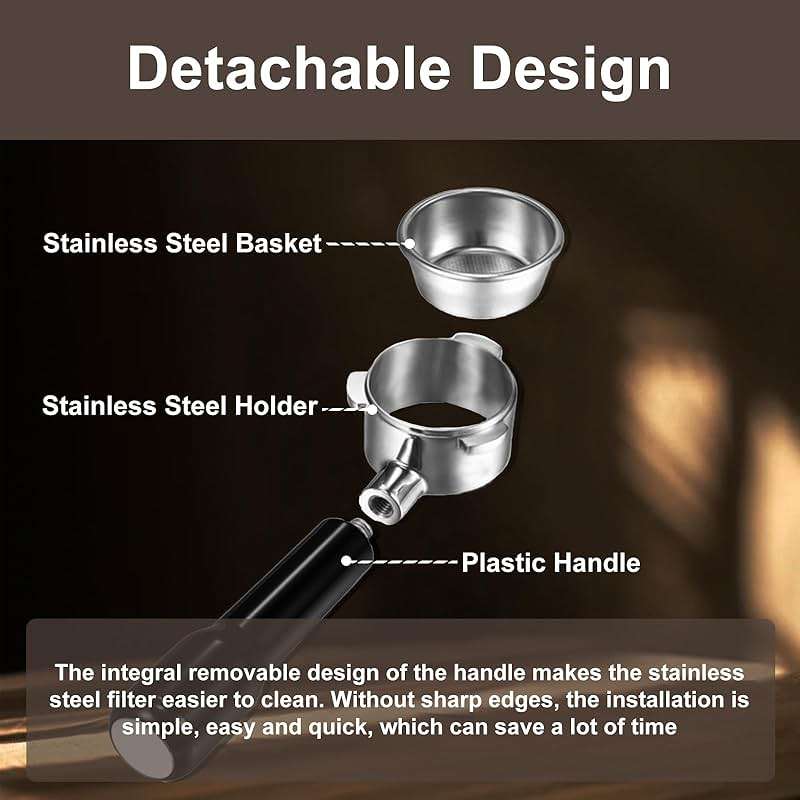 VOURMIO 54mm Bottomless Portafilter - 3 Ears with Stainless Steel Filter Basket, Fits Breville Barista Express, Pro, Touch, Bambino Plus, Infuser (880BSS, 870XL, 878BSS, 500BSS, 840XL), Black - Image 5
