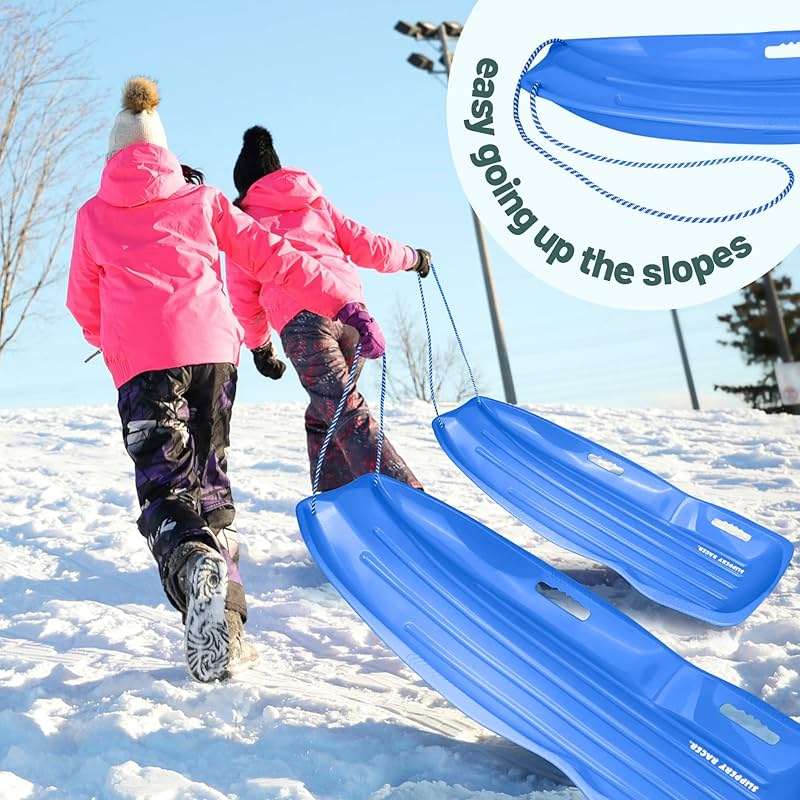 Slippery Racer Downhill Xtreme Flexible Adults and Kids Plastic Toboggan Snow Sled for up to 2 Riders with Pull Rope and Handles - Image 6