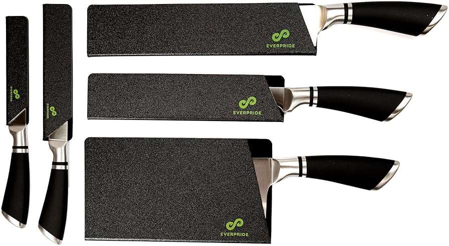 EVERPRIDE 5 PIECE Chef Knife Guard Set Universal Blade Edge Cover and Knife Sheath Set for Chef and Kitchen Knives Durable BPA-Free Felt Lined Sturdy ABS Plastic Knife Storage and Protection - Image 1