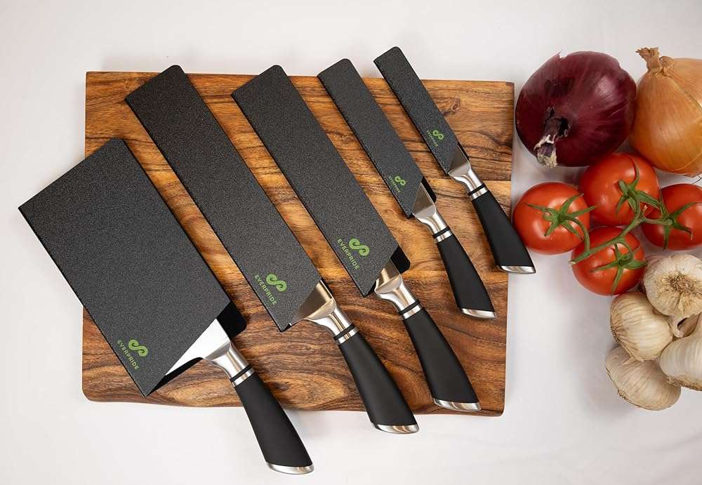 EVERPRIDE 5 PIECE Chef Knife Guard Set Universal Blade Edge Cover and Knife Sheath Set for Chef and Kitchen Knives Durable BPA-Free Felt Lined Sturdy ABS Plastic Knife Storage and Protection - Image 4