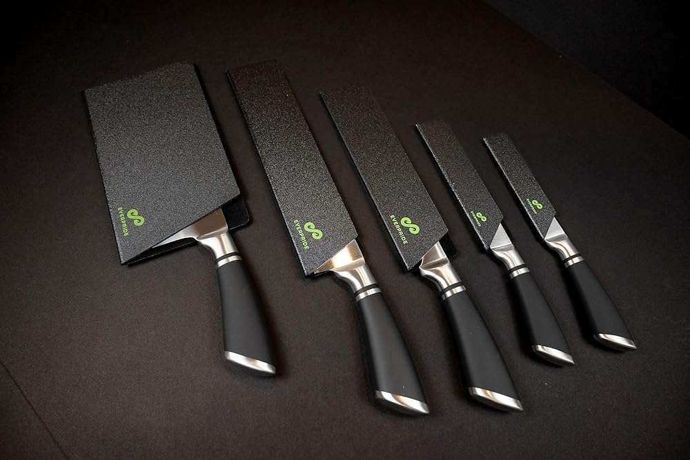 EVERPRIDE 5 PIECE Chef Knife Guard Set Universal Blade Edge Cover and Knife Sheath Set for Chef and Kitchen Knives Durable BPA-Free Felt Lined Sturdy ABS Plastic Knife Storage and Protection - Image 7