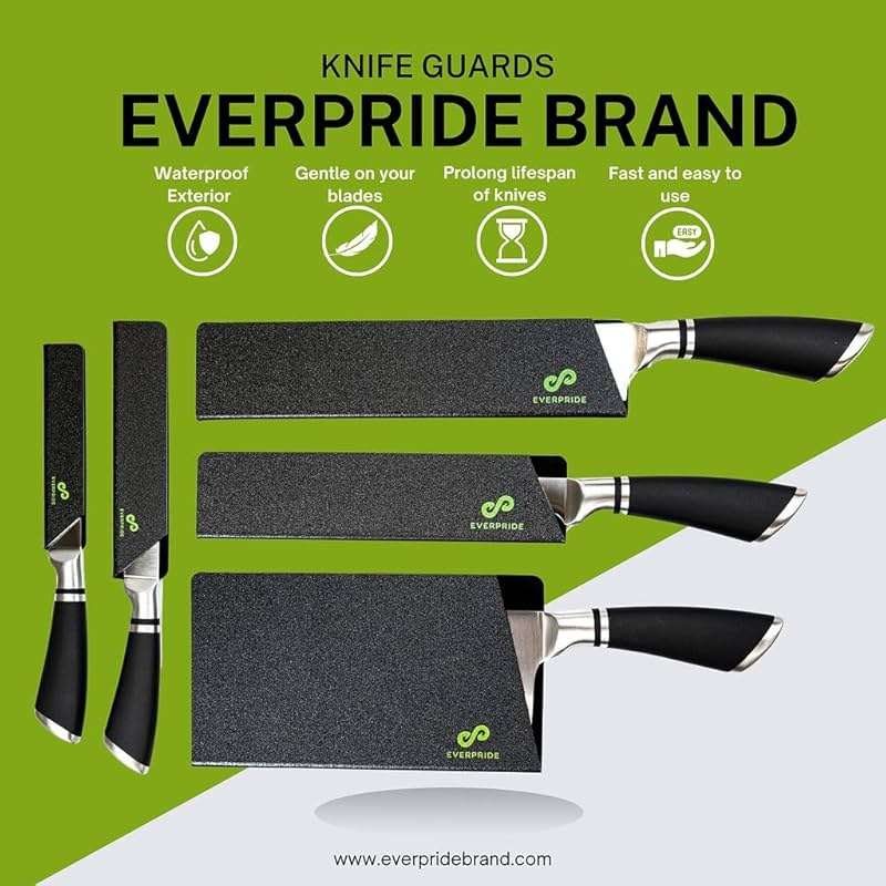 EVERPRIDE 5 PIECE Chef Knife Guard Set Universal Blade Edge Cover and Knife Sheath Set for Chef and Kitchen Knives Durable BPA-Free Felt Lined Sturdy ABS Plastic Knife Storage and Protection - Image 8