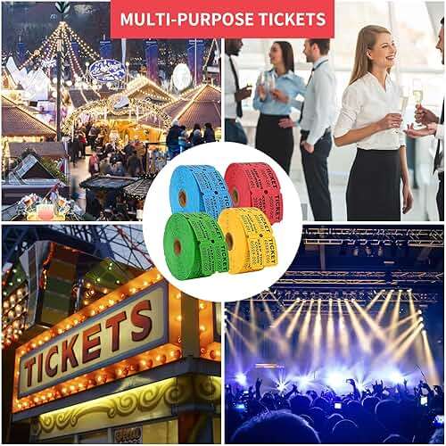 L LIKED 4000 Pairs Double Raffle Tickets - 4 Assorted Colors (Blue, Yellow, Red, Green), 1000 Tickets per Roll for Events, Fundraisers & Parties - Image 6
