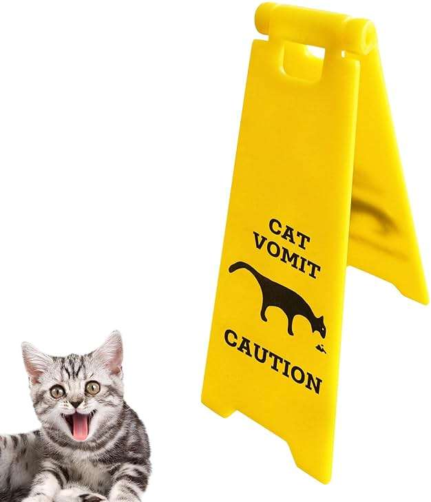 Mini Cat Vomit Sign - Perfect Gag Gift for Cat Lovers and Humor Enthusiasts(Cat Vomit Sign) - Image 1