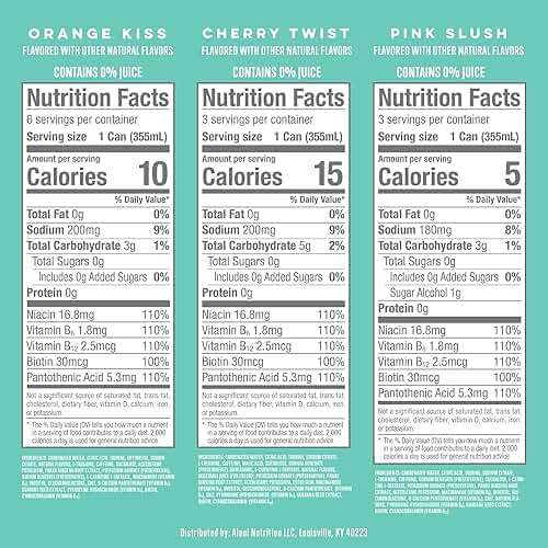 Alani Nu VARIETY PACK CHERRY TWIST, PINK SLUSH, ORANGE KISS Sugar Free, Low Calorie Energy Drinks, 200mg Caffeine, Biotin B Vitamins, Zero Sugar, 10 Calories, 12 Fl Oz Cans, 12 Pack - Image 5