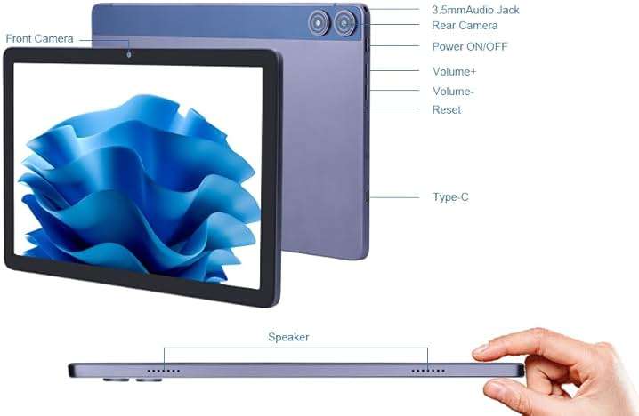 C idea 10.1 inches Tablet,Android 12.0 Tablet 8GB RAM 128GB ROM (1TB TF),1920 * 1200 Full HD Screen,8 Core Unisoc T606 CPU,2.4G/5G WiFi,8MP+13MP Camera,6000mAh Long Battery,Face Unlocked(Gray) - Image 7