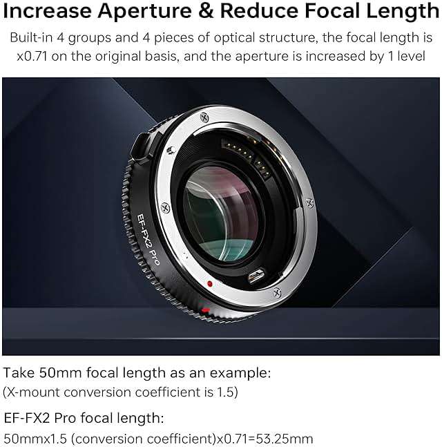 VILTROX EF-FX2 Pro Auto Focus Lens Adapter 0.71x Focal Reducer Speed Booster Adapter Compatible with Canon EF Mount Lens to Fuji X-Mount Camera X-T3 X-T2 X-T20 X-T10 X-T100 X-PRO 2 X-E3 X-A20 - Image 2