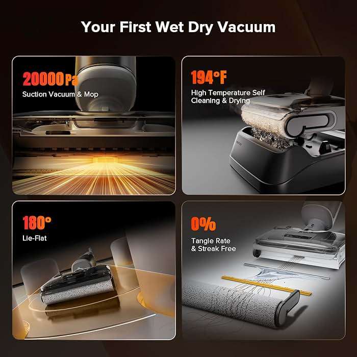roborock F25 GT Vacuum Mop All in One, Wet Dry Vacuum Cleaner Cordless, 20000Pa Floor Cleaner Machine for Tile Hardwood Wood Vinyl Floor, Edge to Edge Self Cleaning Electric Mop with 180° Lie-Flat - Image 2