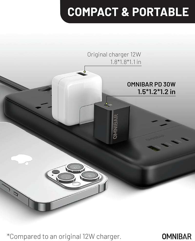 OMNIBAR 30W USB C Charger Block, GaN Type C Wall Charger Block, PD3.0 PPS USB-C Power Adapter, Compact iPhone Charger Fast Charging for iPhone 17/16/15, Samsung Galaxy S25/S24/S23, Pixel 10/9/8, Black - Image 4