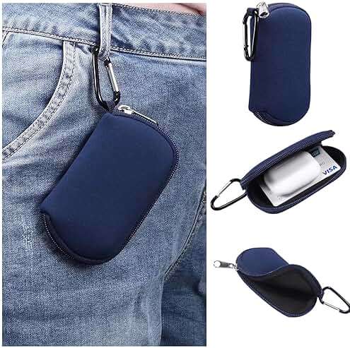 Ranyi Earbud Case, Waterproof Elastic Zipper Carrying Earphone Case with Carabiner Compatible for Wireless Earbuds TOZO A1 NC9 /for ZZU T18 /for Catitru BX17 /for Btootos A90 Pro/for TAGRY X08 Blue - Image 1