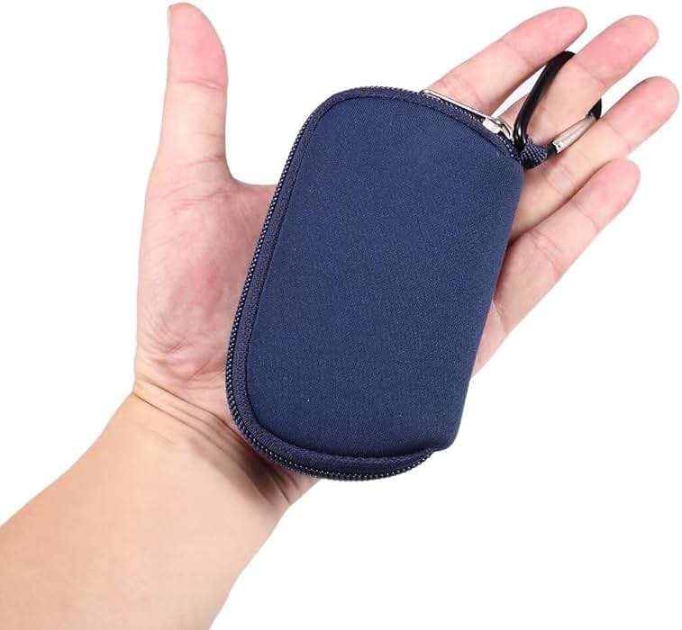 Ranyi Earbud Case, Waterproof Elastic Zipper Carrying Earphone Case with Carabiner Compatible for Wireless Earbuds TOZO A1 NC9 /for ZZU T18 /for Catitru BX17 /for Btootos A90 Pro/for TAGRY X08 Blue - Image 3