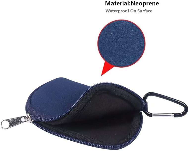 Ranyi Earbud Case, Waterproof Elastic Zipper Carrying Earphone Case with Carabiner Compatible for Wireless Earbuds TOZO A1 NC9 /for ZZU T18 /for Catitru BX17 /for Btootos A90 Pro/for TAGRY X08 Blue - Image 7