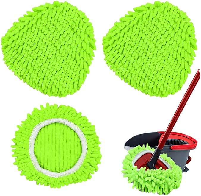 Spin Mop Heads Replacements for Ocedar Easywring 1 Tank System 3 Pack Chenille Mop Pad Spin Mop Refill for O Cedar Mop Head Replacement Green - Image 1