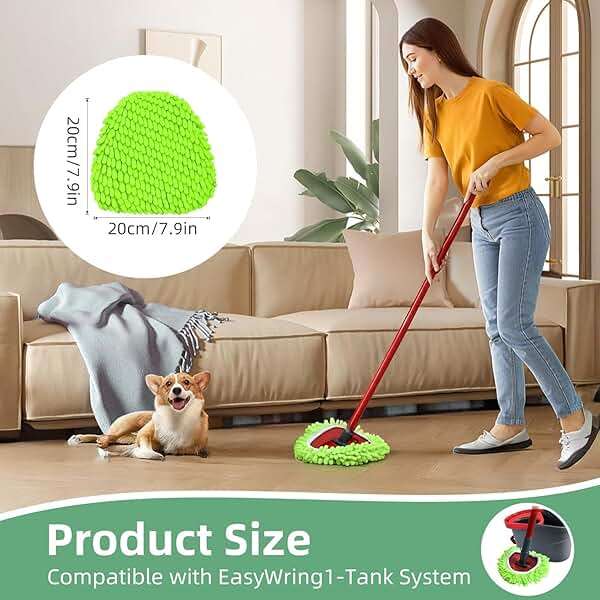 Spin Mop Heads Replacements for Ocedar Easywring 1 Tank System 3 Pack Chenille Mop Pad Spin Mop Refill for O Cedar Mop Head Replacement Green - Image 2