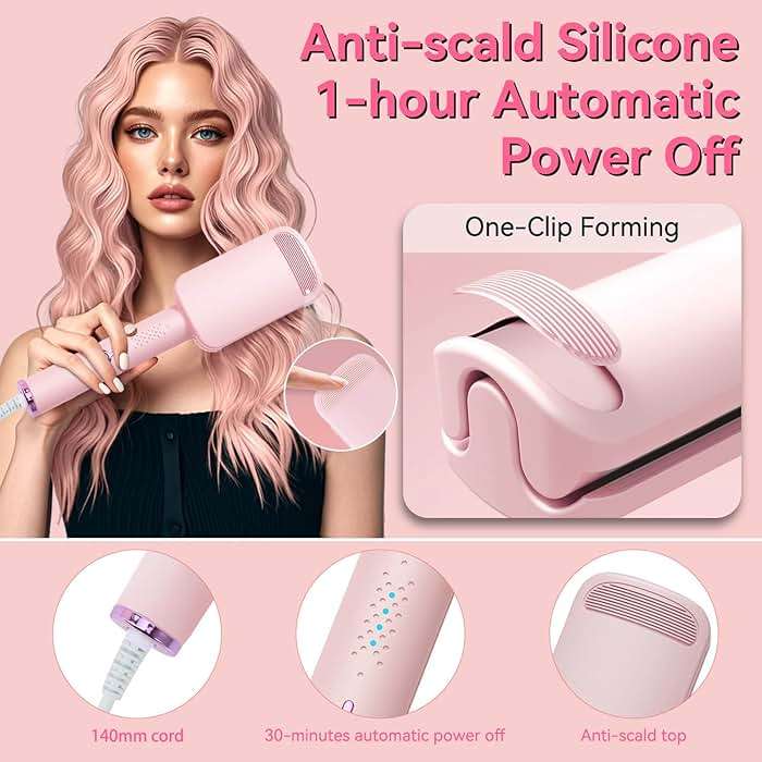 Curling Iron Hair Crimper Waver - CHIKYO 3 Barrel Rovy Wave Curling Iron, 1.25 Inch Ionic Beach Waves Curling Wand, Deep Waver Hair Curler Hot Tool with Ceramic for Women, Dual Voltage, Easy to Use - Image 6