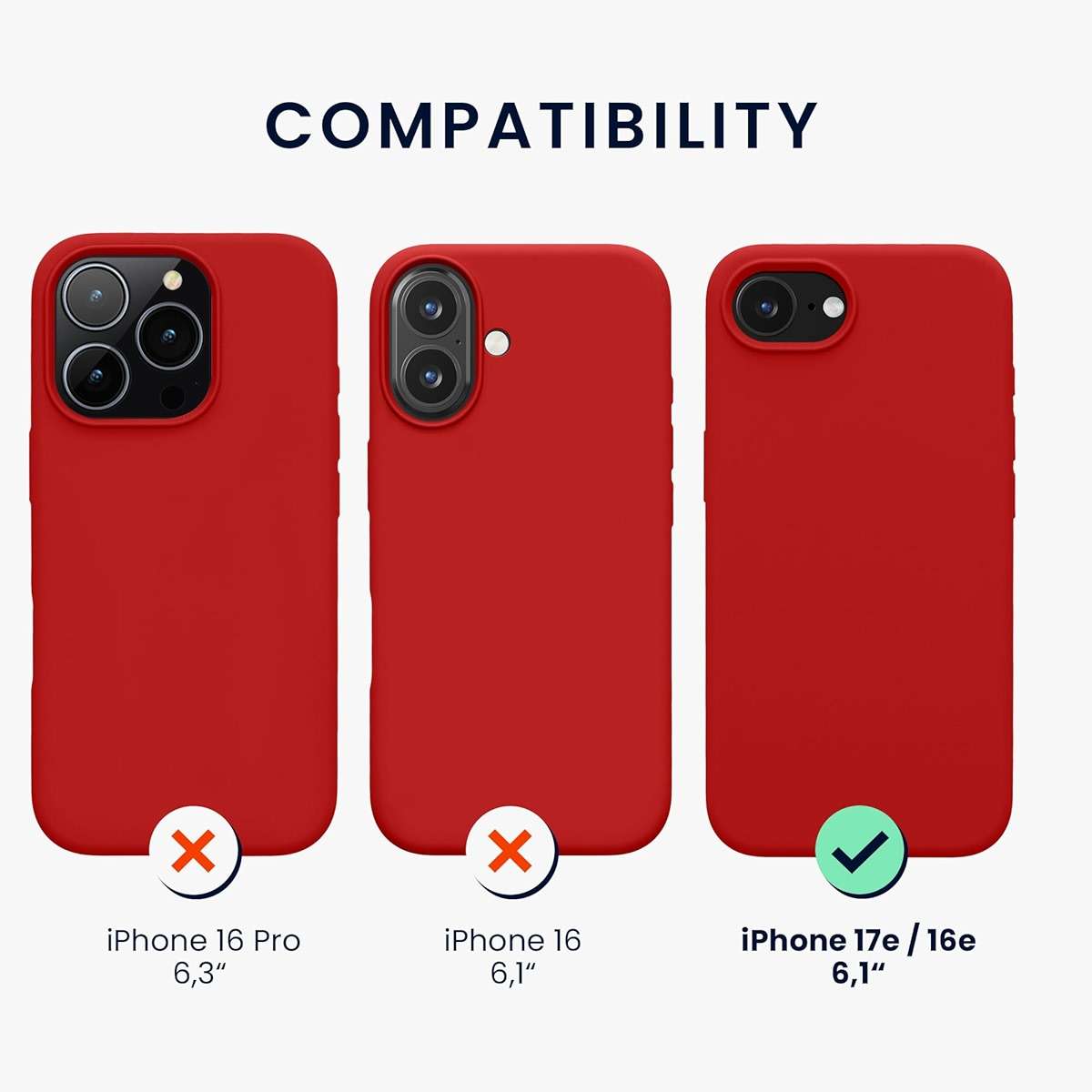 kwmobile Case Compatible with Apple iPhone 17e / iPhone 16e Case - TPU Silicone Phone Cover with Soft Finish - Classic Red - Image 2