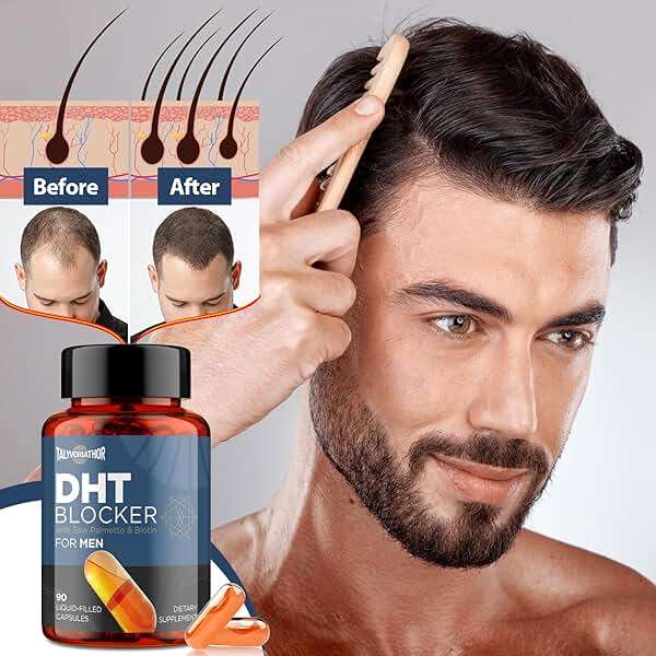 DHT Blocker for Men with Saw Palmetto & Biotin, Hair Growth Formula in Liquid-Filled Capsules, Hair Loss Supplements, Hair Regrowth Vitamins, Proprietary Herbal Blends - 90 Capsules(1 Bottle) - Image 6