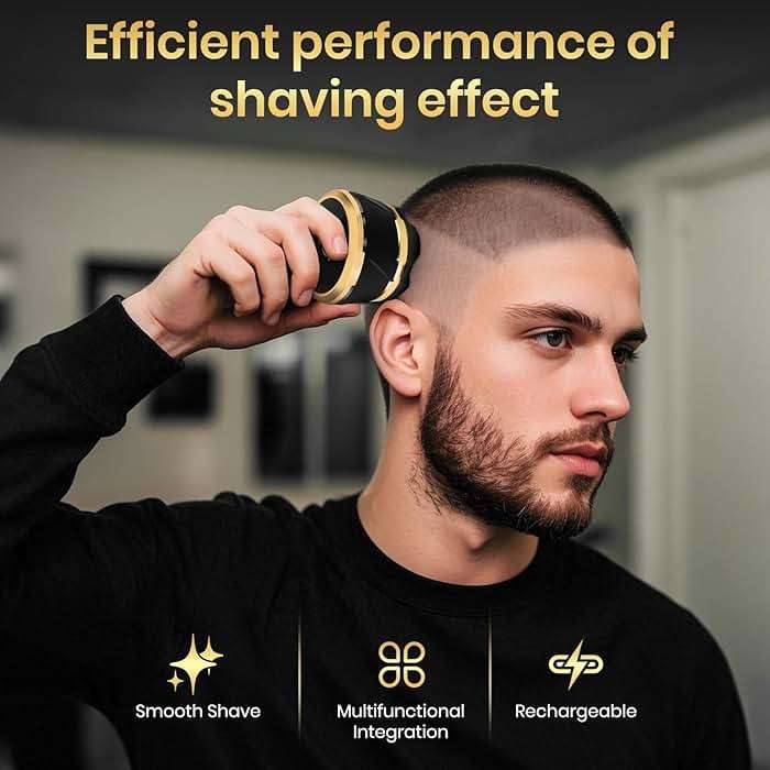 Ufree Head Shavers for Bald Men - Waterproof Bald Head Shaver with Travel Pouch, Detachable Rotary Blade for Clean Shave, Electric Razor with LED Display, Wet/Dry - Image 4