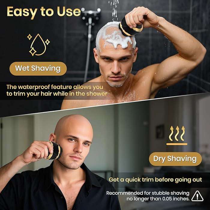 Ufree Head Shavers for Bald Men - Waterproof Bald Head Shaver with Travel Pouch, Detachable Rotary Blade for Clean Shave, Electric Razor with LED Display, Wet/Dry - Image 5