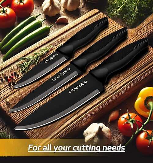 XANAPON Knife Set, 14 Pieces Kitchen Knife Set, High Carbon German Stainless Steel, Dishwasher Safe Cutlery with Sharpener, Black - Image 2