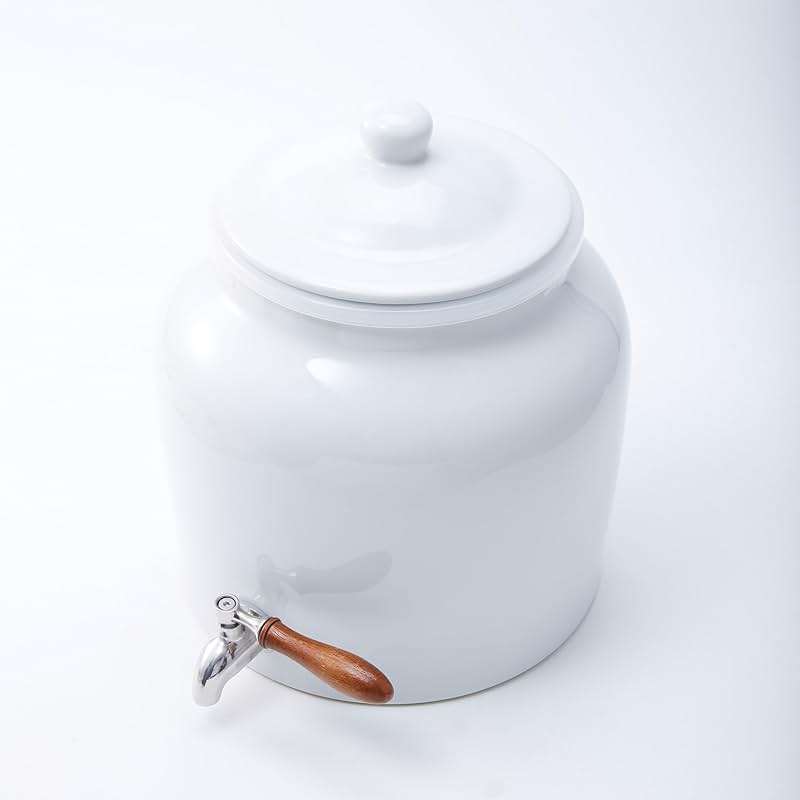 Ceramic Water Dispenser for 5 Gallon Bottle – Crock Water Dispenser with Durable Stainless Steel Faucet, Ideal for 3 to 5 Gallon Jugs, Classic Porcelain Water Crock Design for Home or Office Use - Image 8