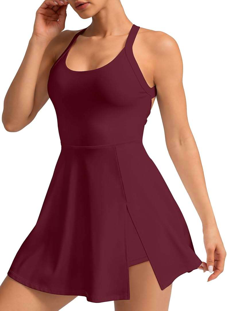 MIRITY Womens Activewear Tennis Dress - Built in Shorts with Pockets and Bra Golf Athletic Workout Dresses - Image 1