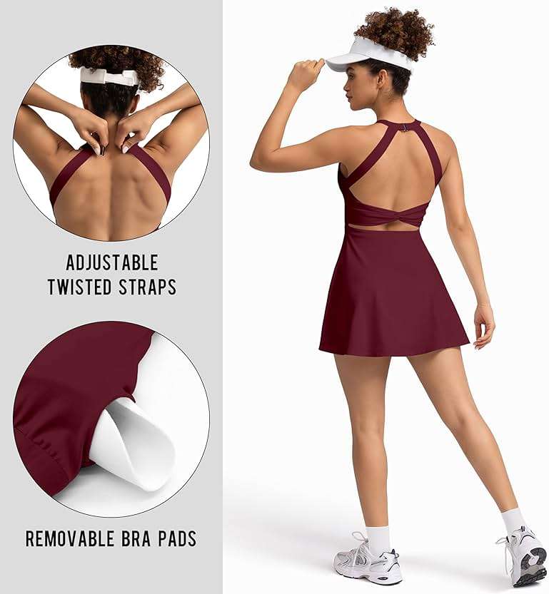 MIRITY Womens Activewear Tennis Dress - Built in Shorts with Pockets and Bra Golf Athletic Workout Dresses - Image 4